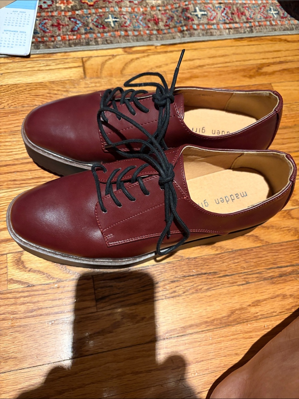 Madden Girl Wine Burgundy Leather Derby Oxfords